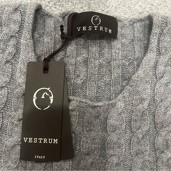 Vestrum Nozawa Italian Merino Wool & Cashmere Gray Knit Sweater Women’s M NWT - Picture 6 of 12
